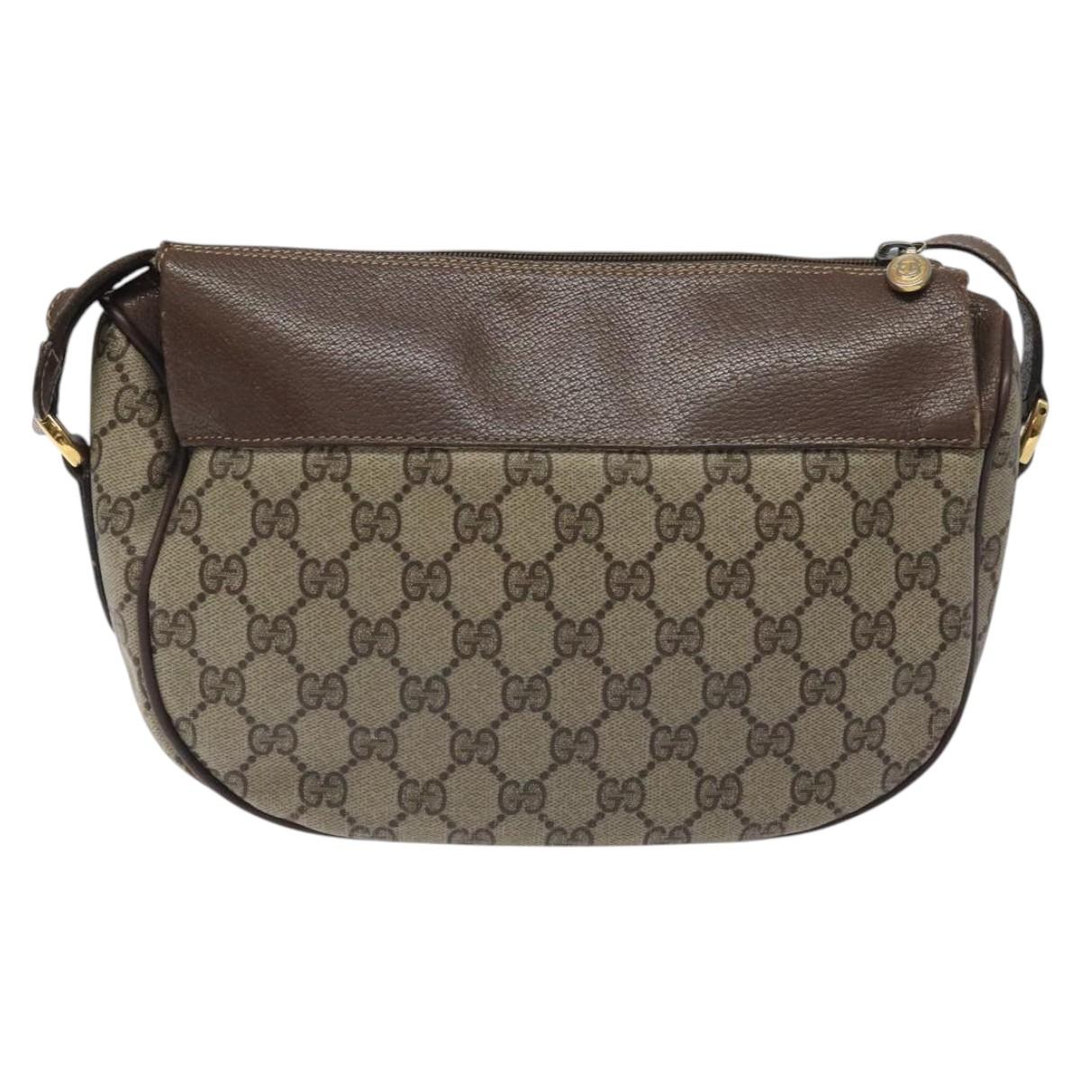 GUCCI GG Supreme Web Sherry Line Bag PVC Beige Gold 001 58 0918 Auth BA794