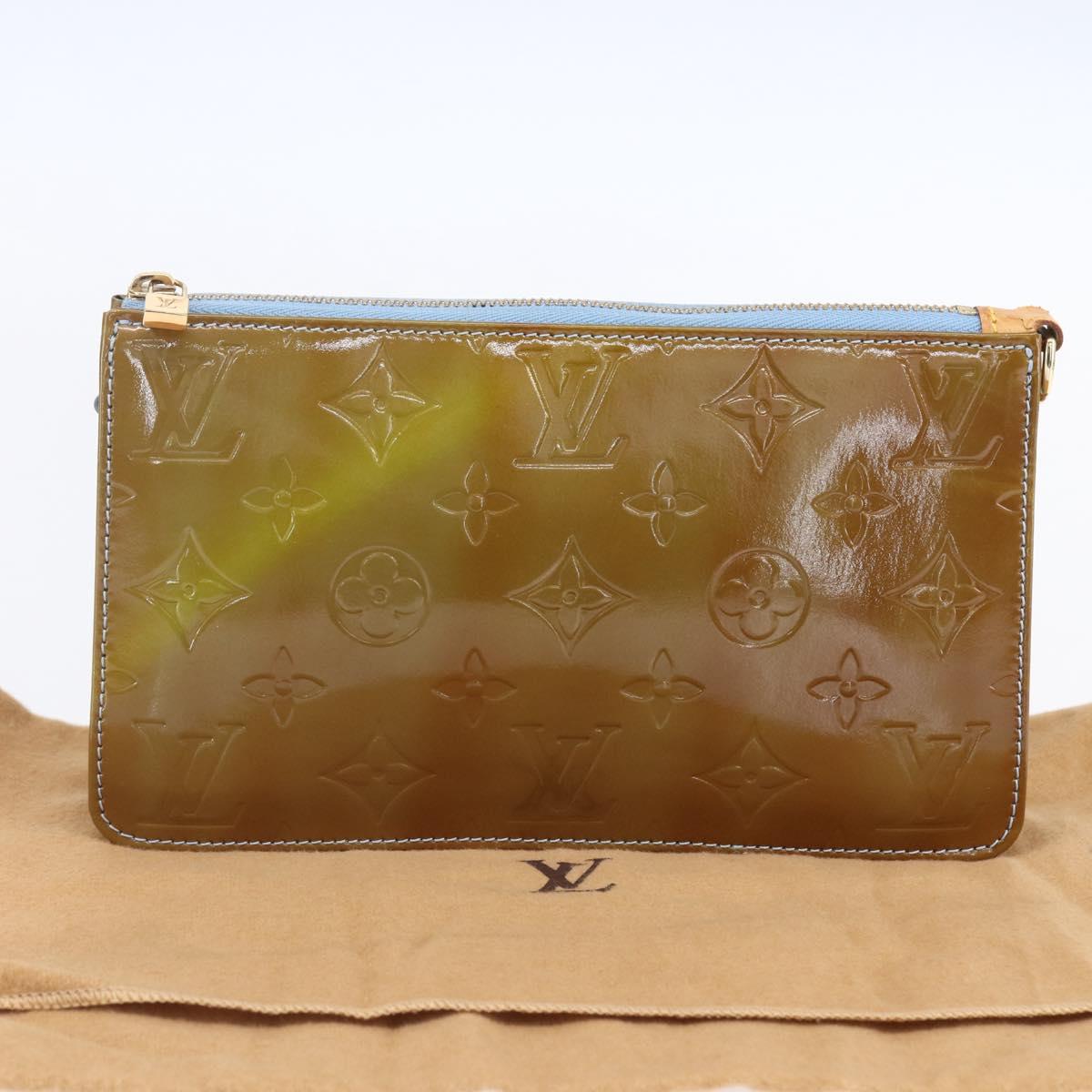 LOUIS VUITTON Monogram Vernis Lexington Pouch Baby Blue M91011 LV Auth BA7951
