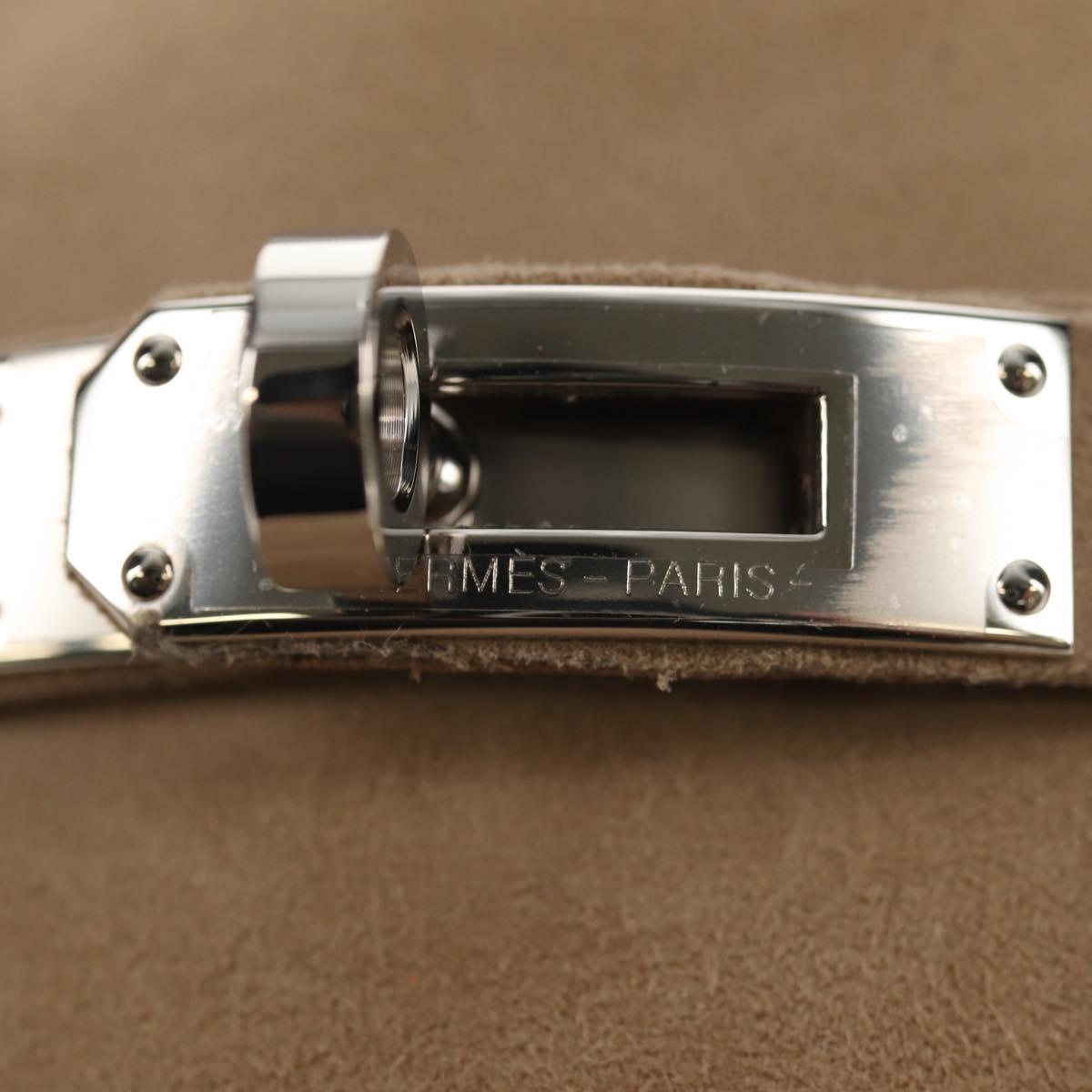 HERMES Destan Kelly Buckle Loafers Shoes Suede Beige Auth BA7958M