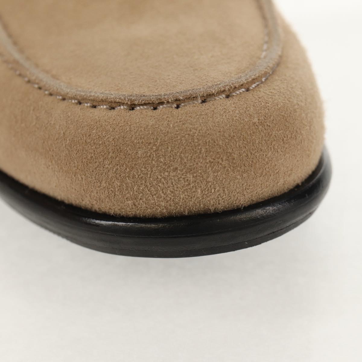 HERMES Destan Kelly Buckle Loafers Shoes Suede Beige Auth BA7958M