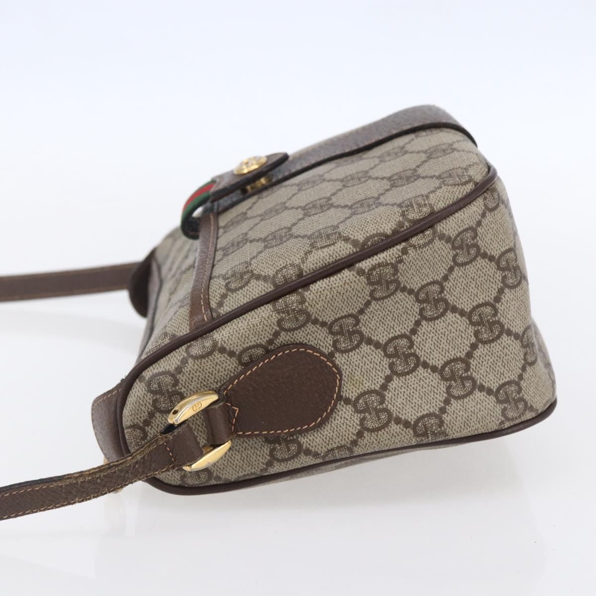 GUCCI GG Supreme Web Sherry Line Bag PVC Beige Gold 89 02 032 Auth BA7961