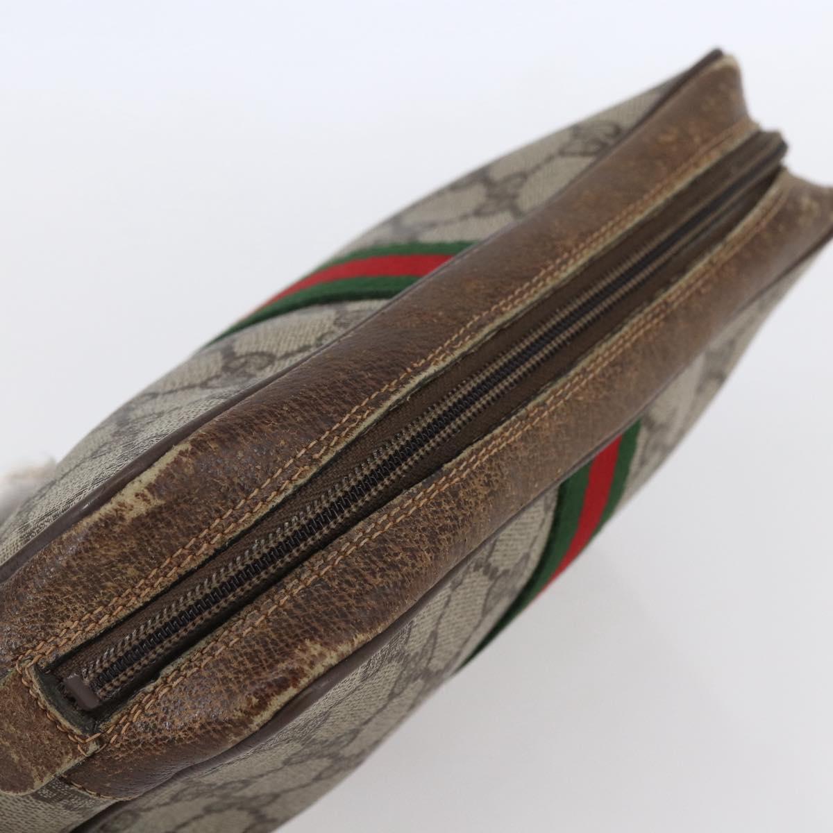 GUCCI GG Supreme Web Sherry Line Clutch Bag PVC Beige Gold 63 01 012 Auth BA7964