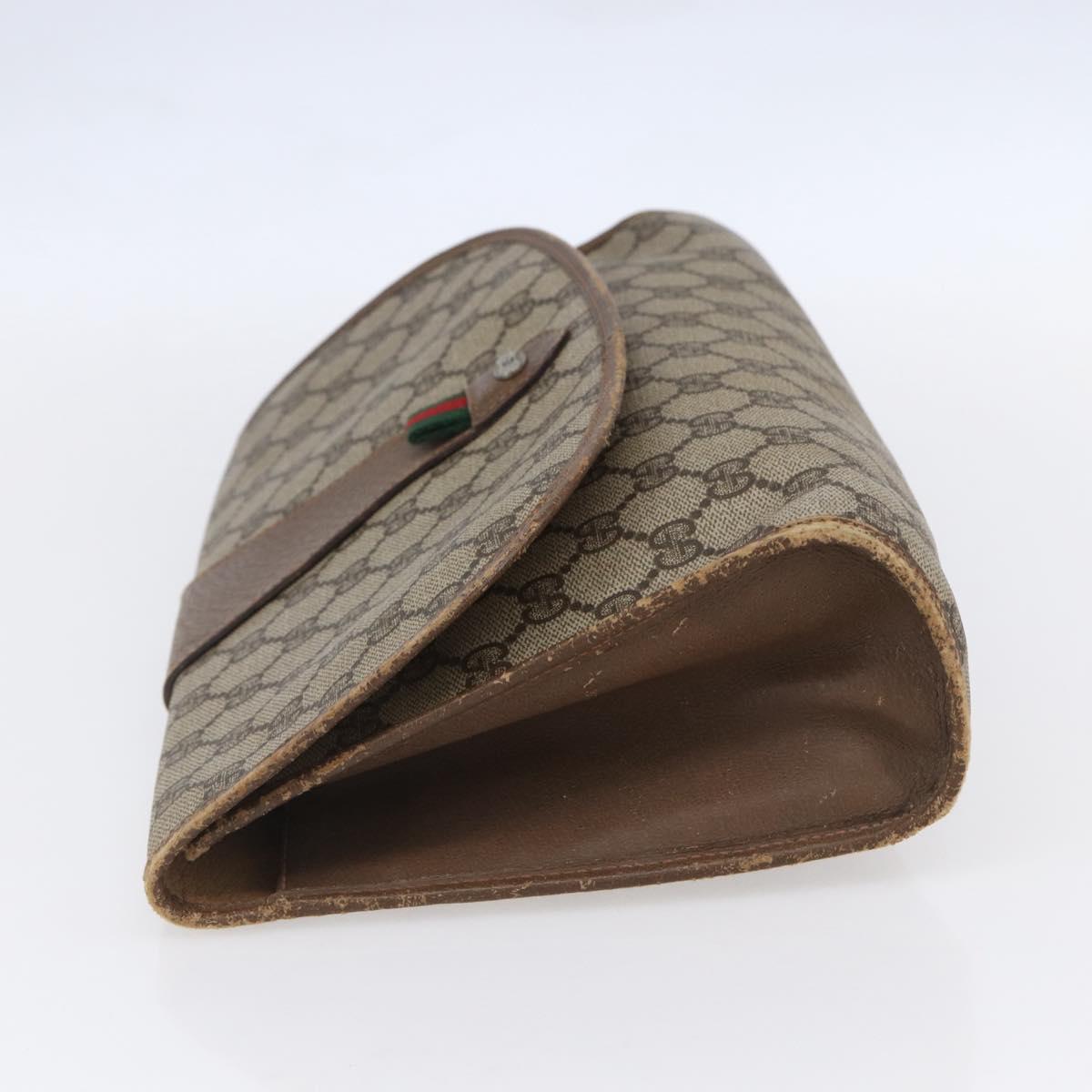 GUCCI GG Supreme Web Sherry Line Clutch Bag PVC Beige Gold 89 01 031 Auth BA7966