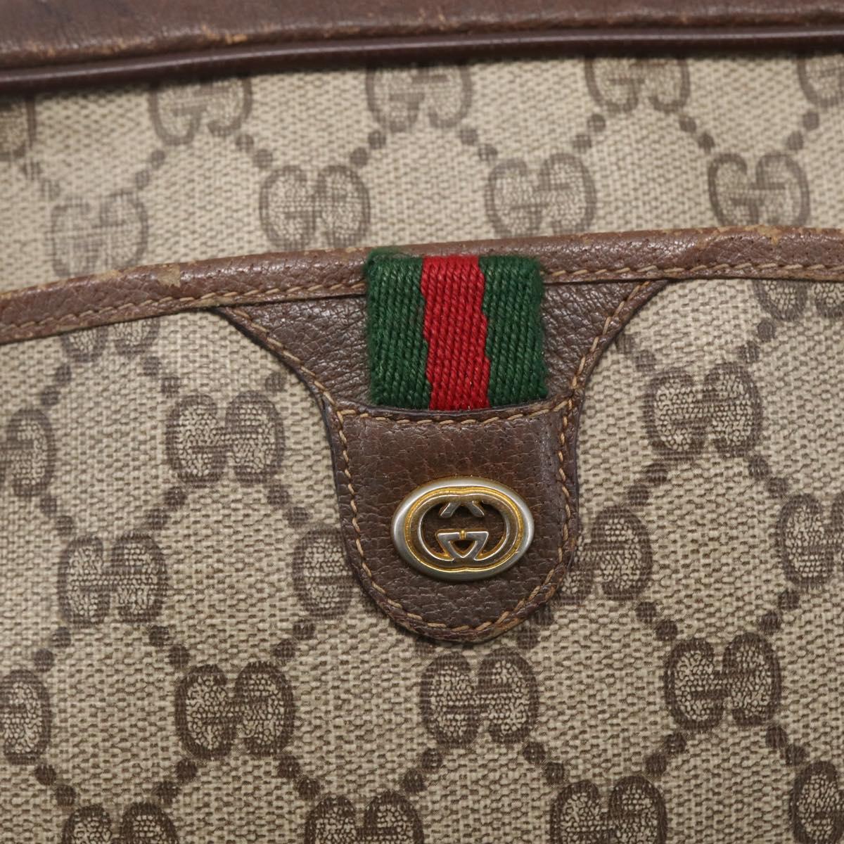 GUCCI GG Supreme Web Sherry Line Bag PVC Beige Gold 116 02 089 Auth BA7968