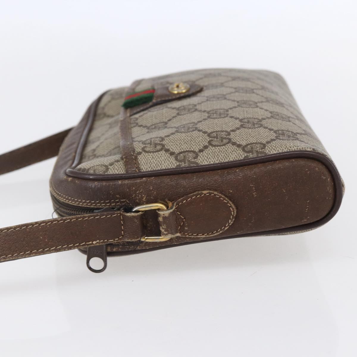 GUCCI GG Supreme Web Sherry Line Bag PVC Beige Gold 116 02 089 Auth BA7968