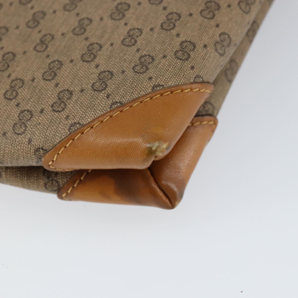 GUCCI Micro GG Supreme Shoulder Bag PVC Beige Gold Auth BA7969