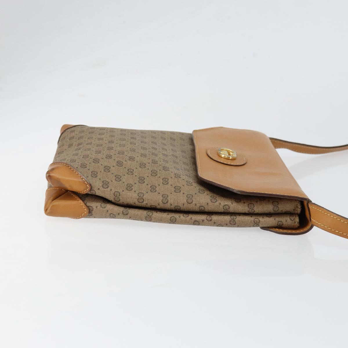 GUCCI Micro GG Supreme Shoulder Bag PVC Beige Gold Auth BA7969