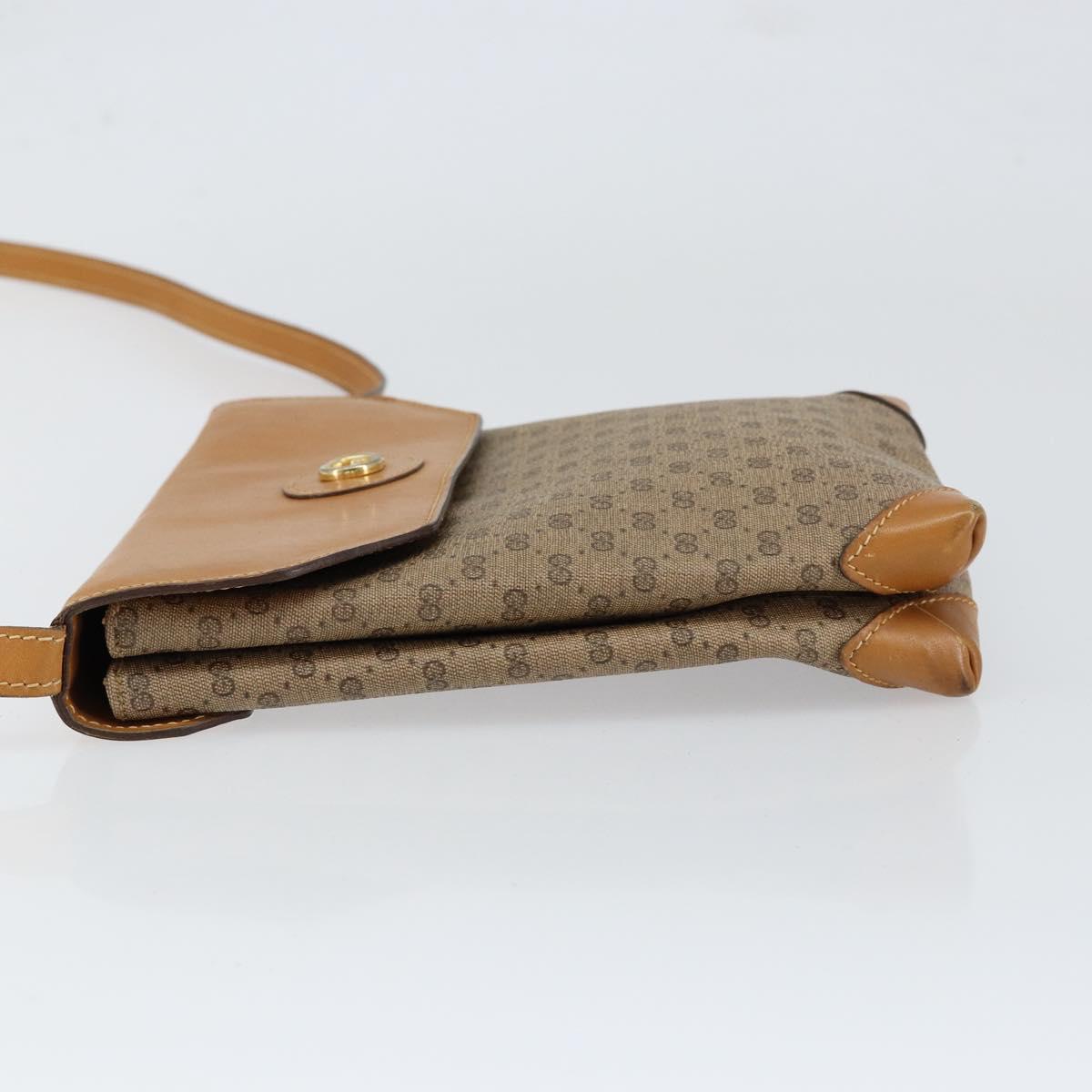 GUCCI Micro GG Supreme Shoulder Bag PVC Beige Gold Auth BA7969