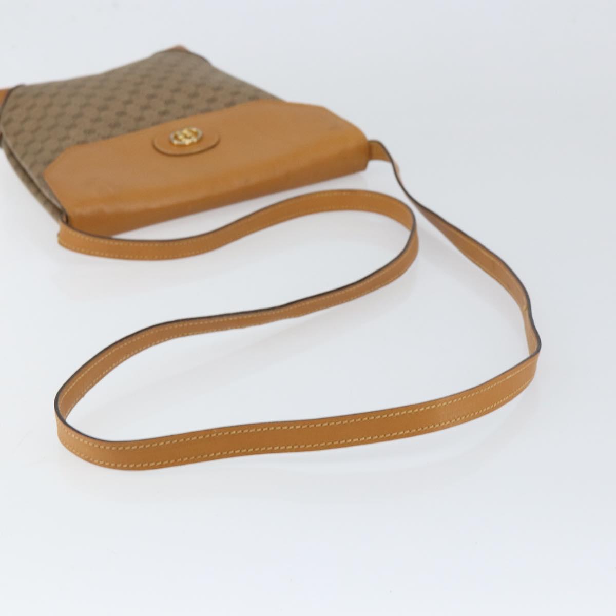 GUCCI Micro GG Supreme Shoulder Bag PVC Beige Gold Auth BA7969