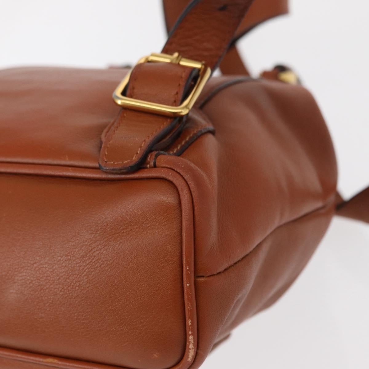 GUCCI Bamboo Backpack Leather Brown Gold 003 2058 0030 Auth BA7970