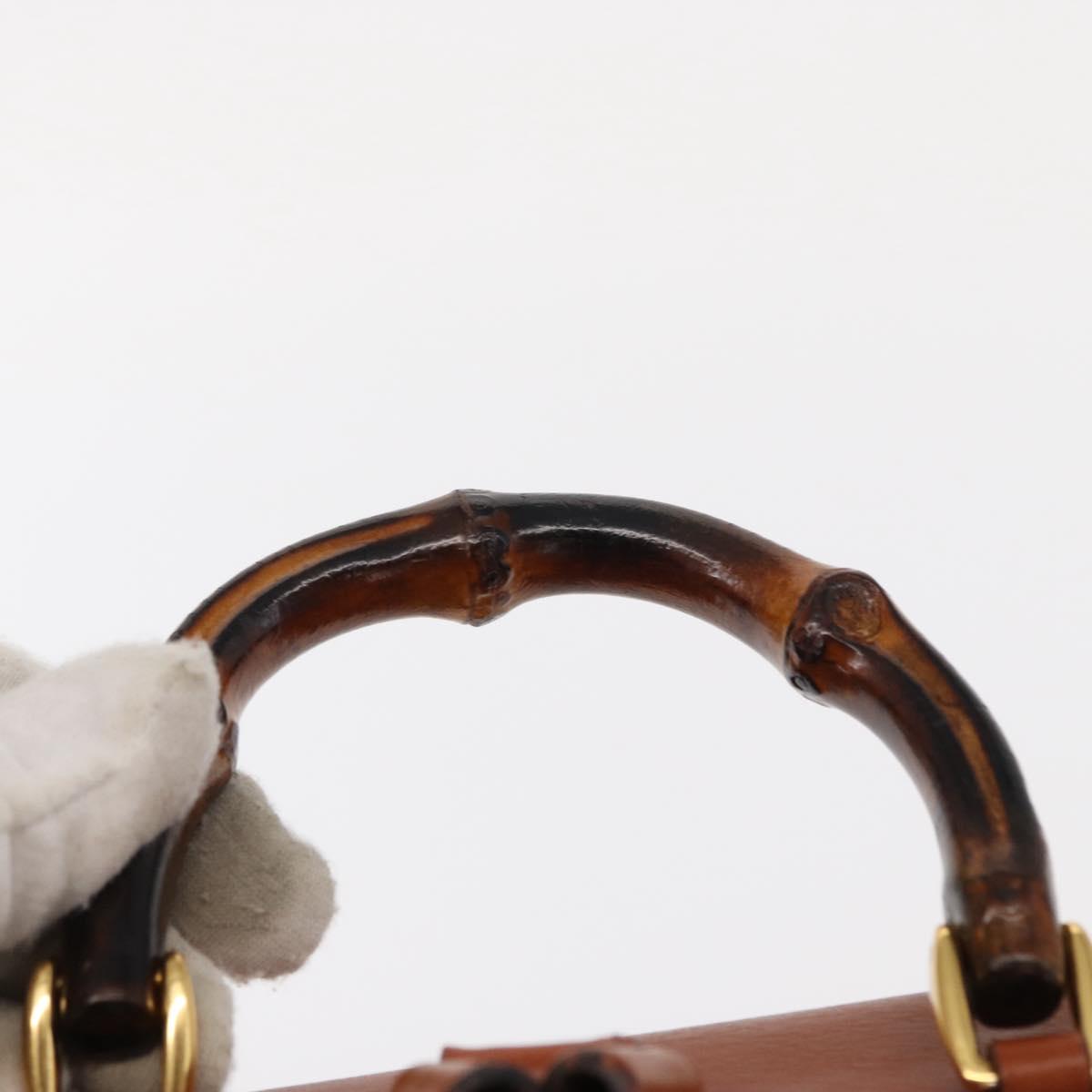 GUCCI Bamboo Backpack Leather Brown Gold 003 2058 0030 Auth BA7970