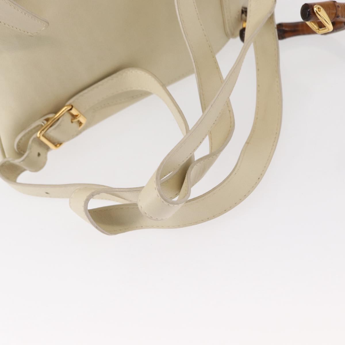 GUCCI Bamboo Backpack Leather White Gold 003 2058 0030 Auth BA7971