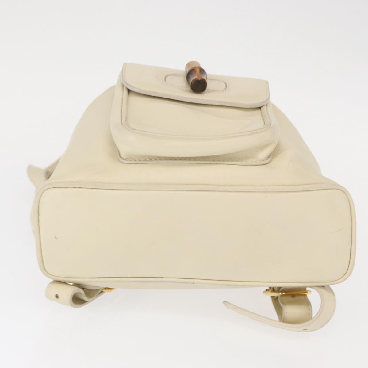 GUCCI Bamboo Backpack Leather White Gold 003 2058 0030 Auth BA7971