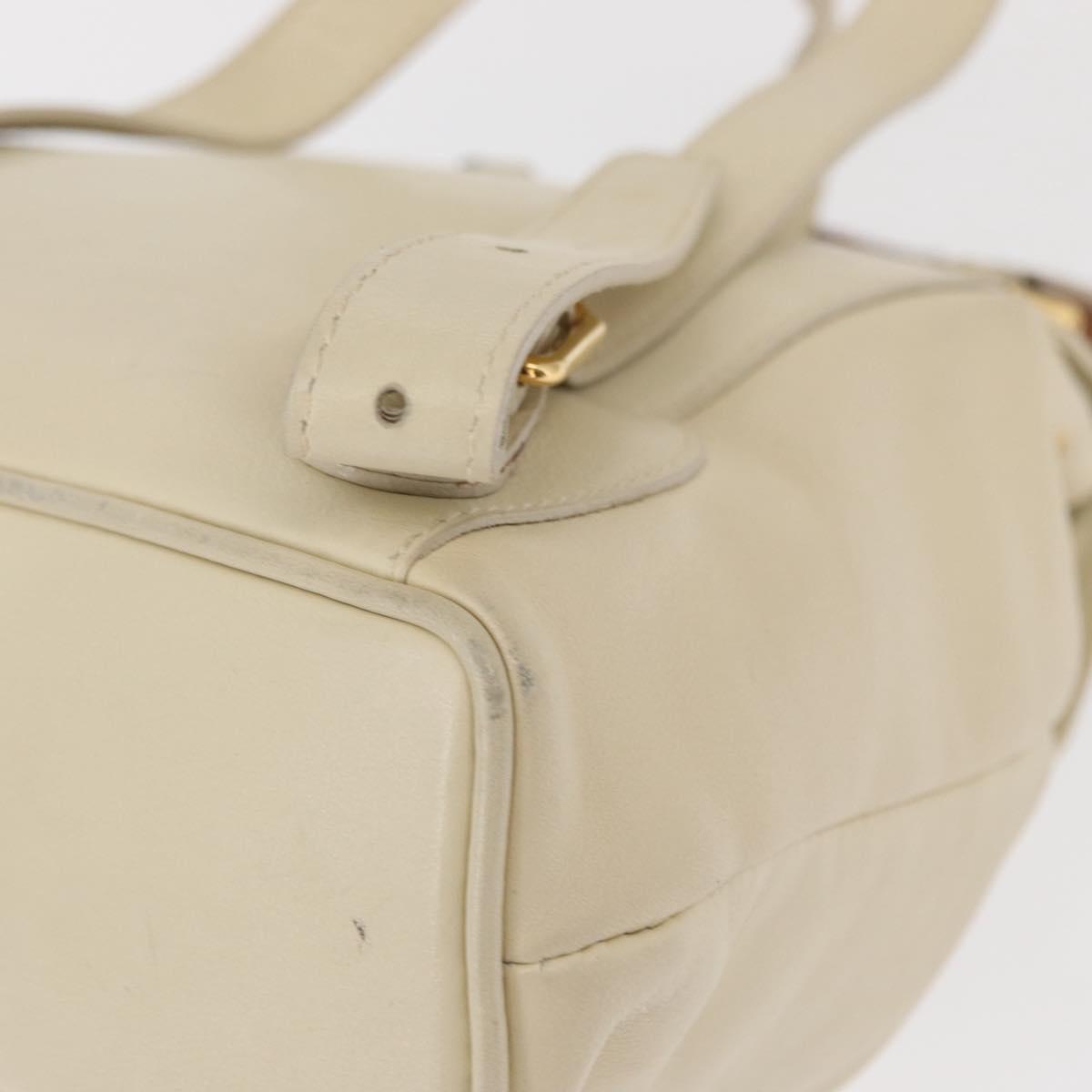 GUCCI Bamboo Backpack Leather White Gold 003 2058 0030 Auth BA7971