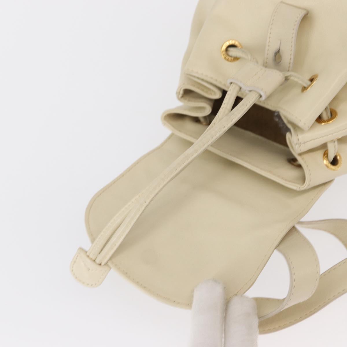 GUCCI Bamboo Backpack Leather White Gold 003 2058 0030 Auth BA7971