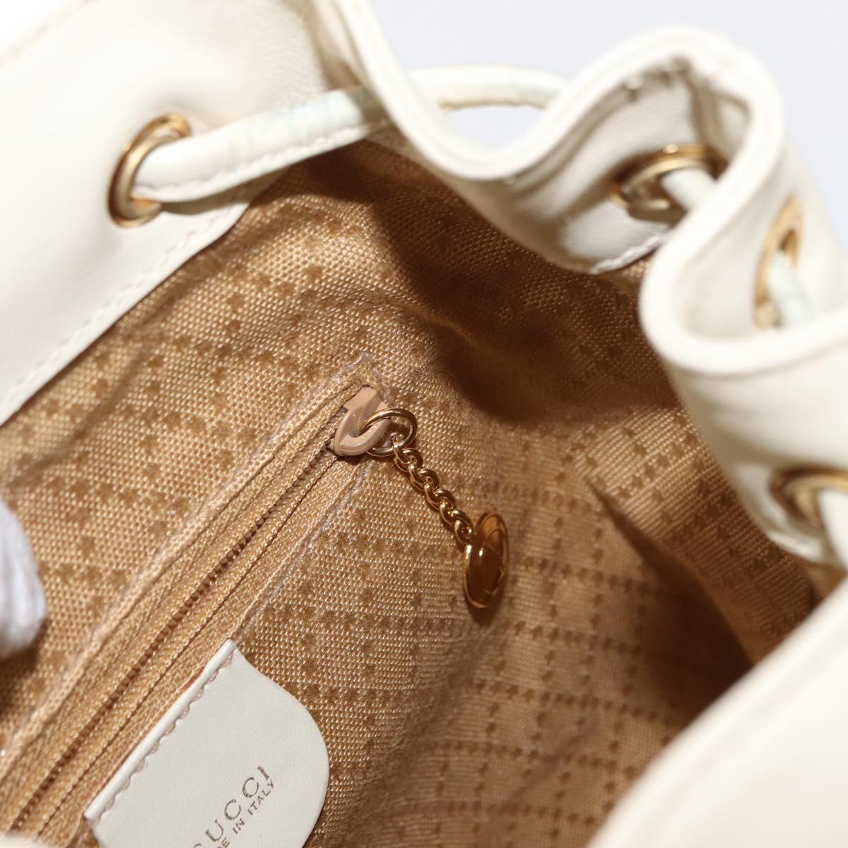 GUCCI Bamboo Backpack Leather White Gold 003 2058 0030 Auth BA7971