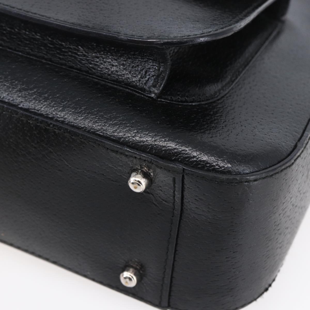 GUCCI Hand Bag Leather 2way Black Silver Auth BA7972