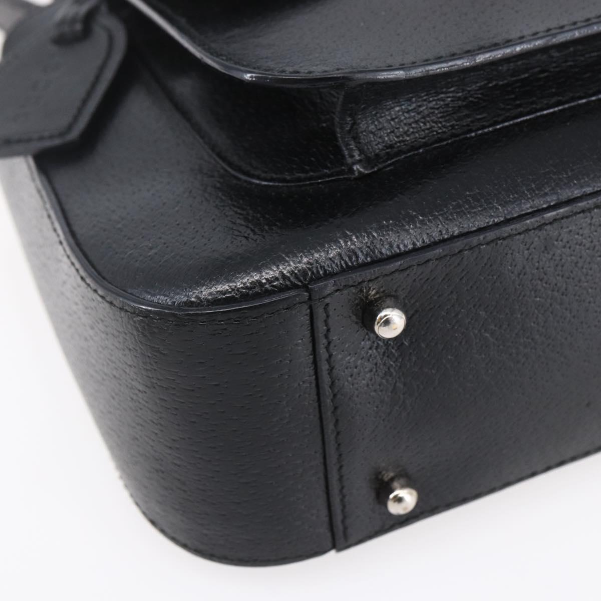 GUCCI Hand Bag Leather 2way Black Silver Auth BA7972