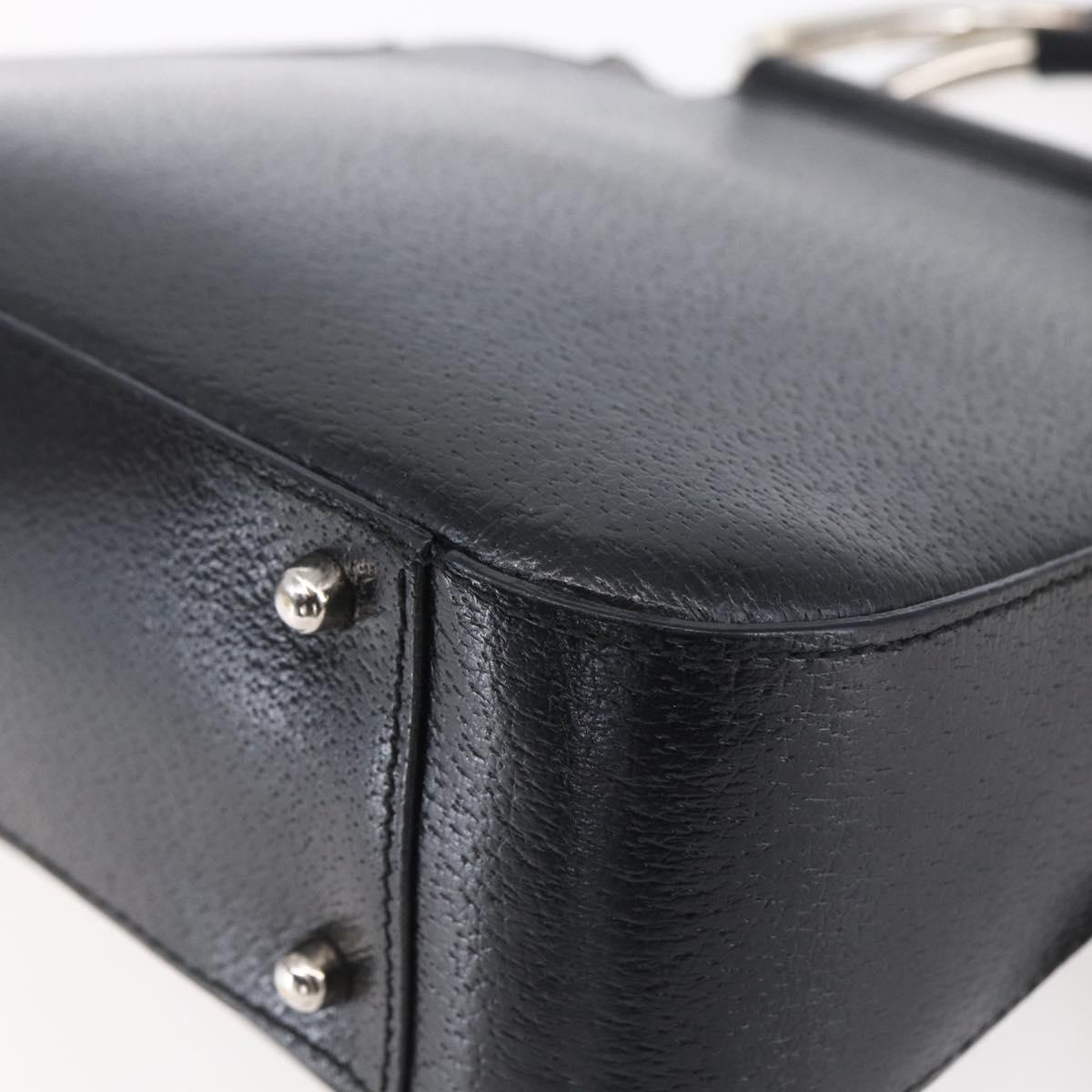 GUCCI Hand Bag Leather 2way Black Silver Auth BA7972