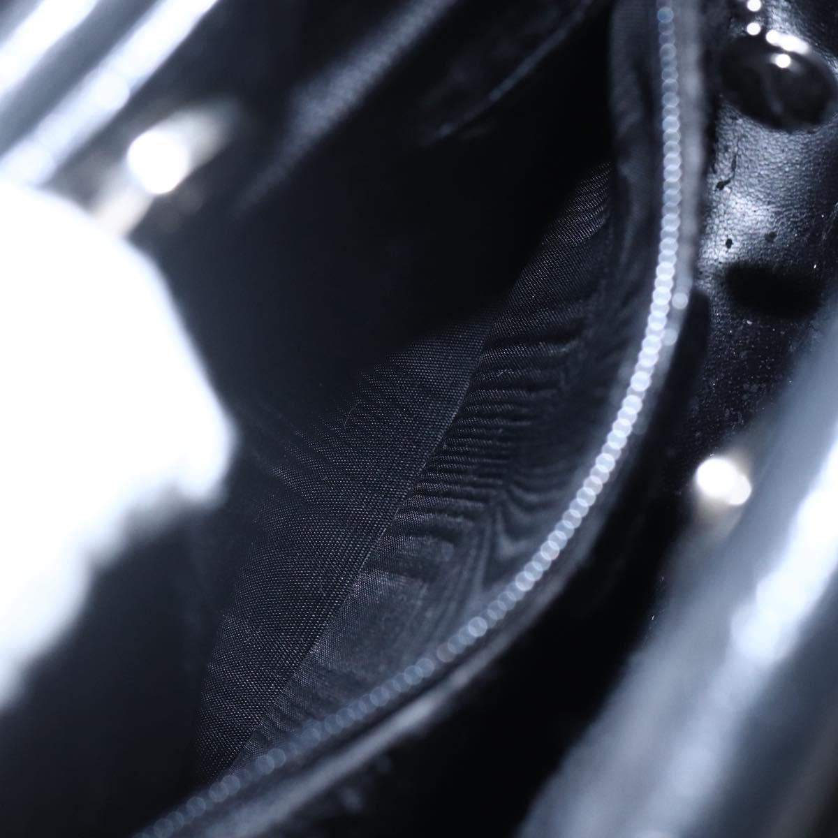 GUCCI Hand Bag Leather 2way Black Silver Auth BA7972