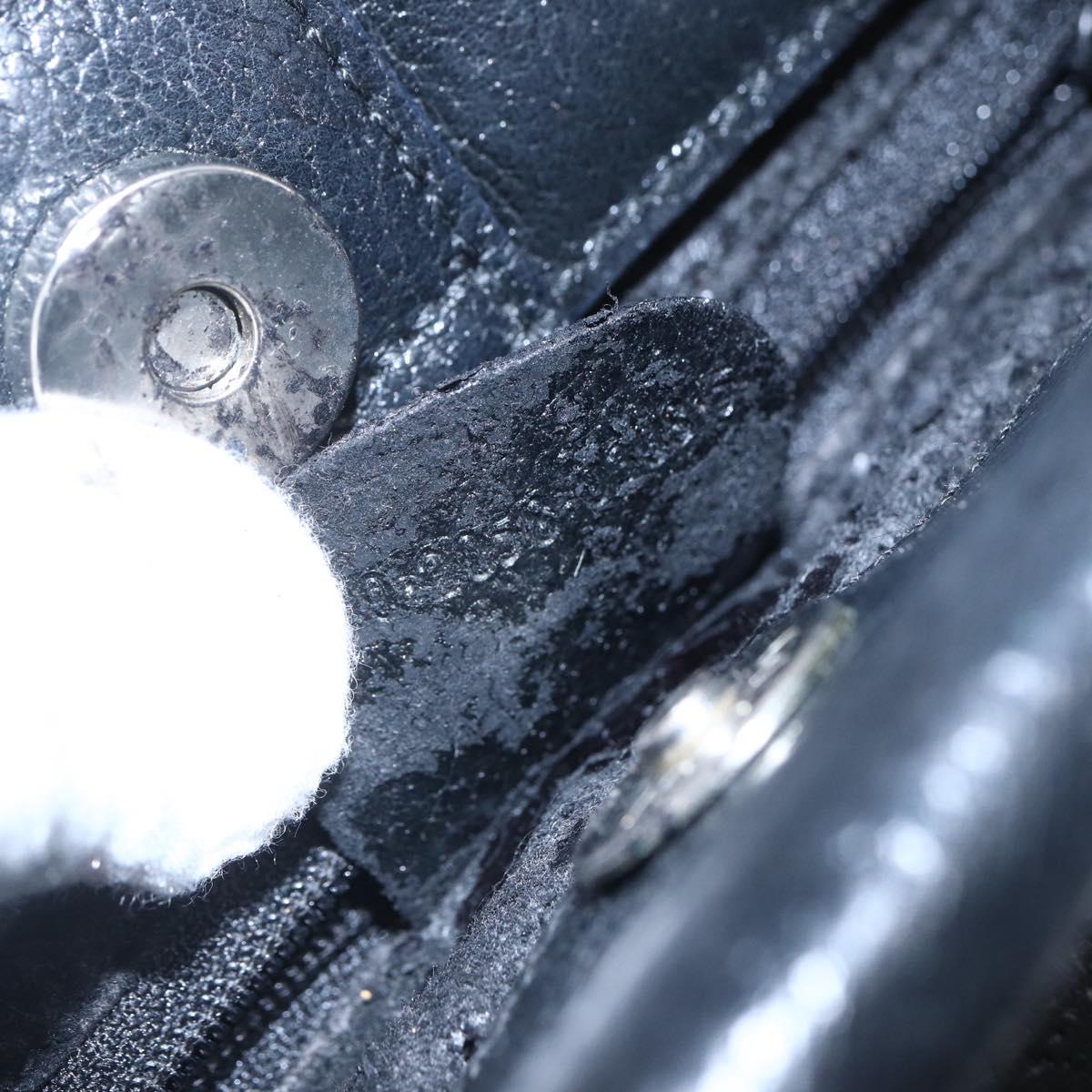 GUCCI Hand Bag Leather 2way Black Silver Auth BA7972