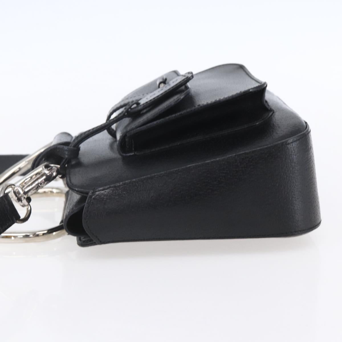 GUCCI Hand Bag Leather 2way Black Silver Auth BA7972