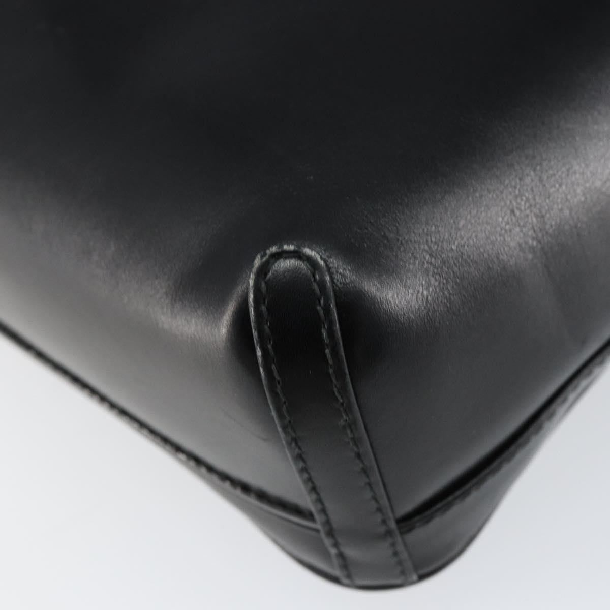 GUCCI Shoulder Bag Leather Black Gold Auth BA7973