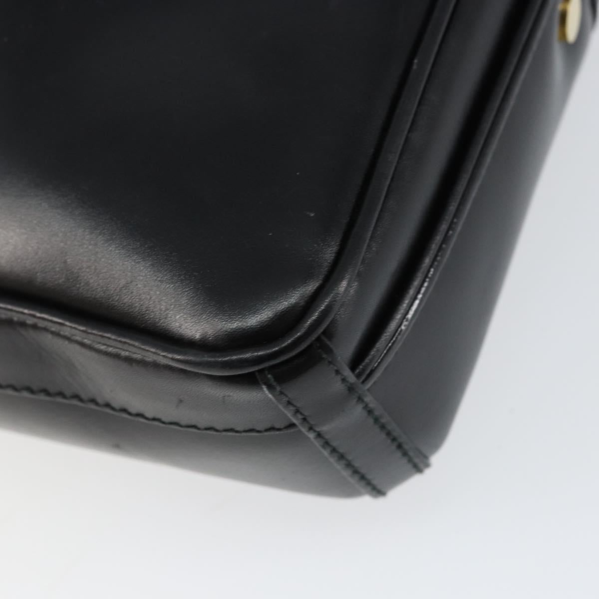 GUCCI Shoulder Bag Leather Black Gold Auth BA7973