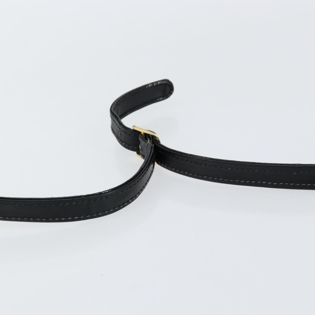 GUCCI Shoulder Bag Leather Black Gold Auth BA7973