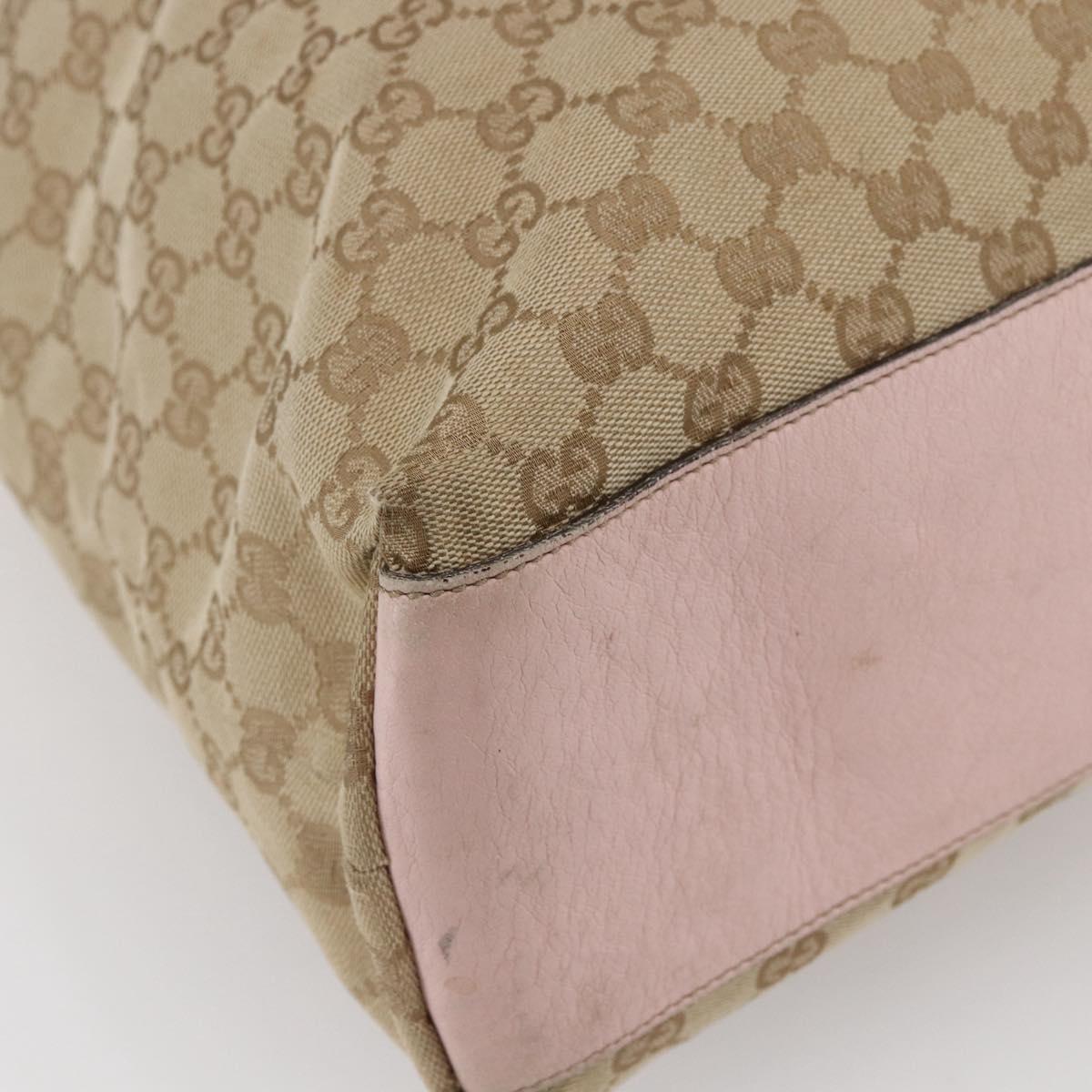 GUCCI GG Canvas Sherry Line Tote Bag Beige Gold 131233 Auth BA7975