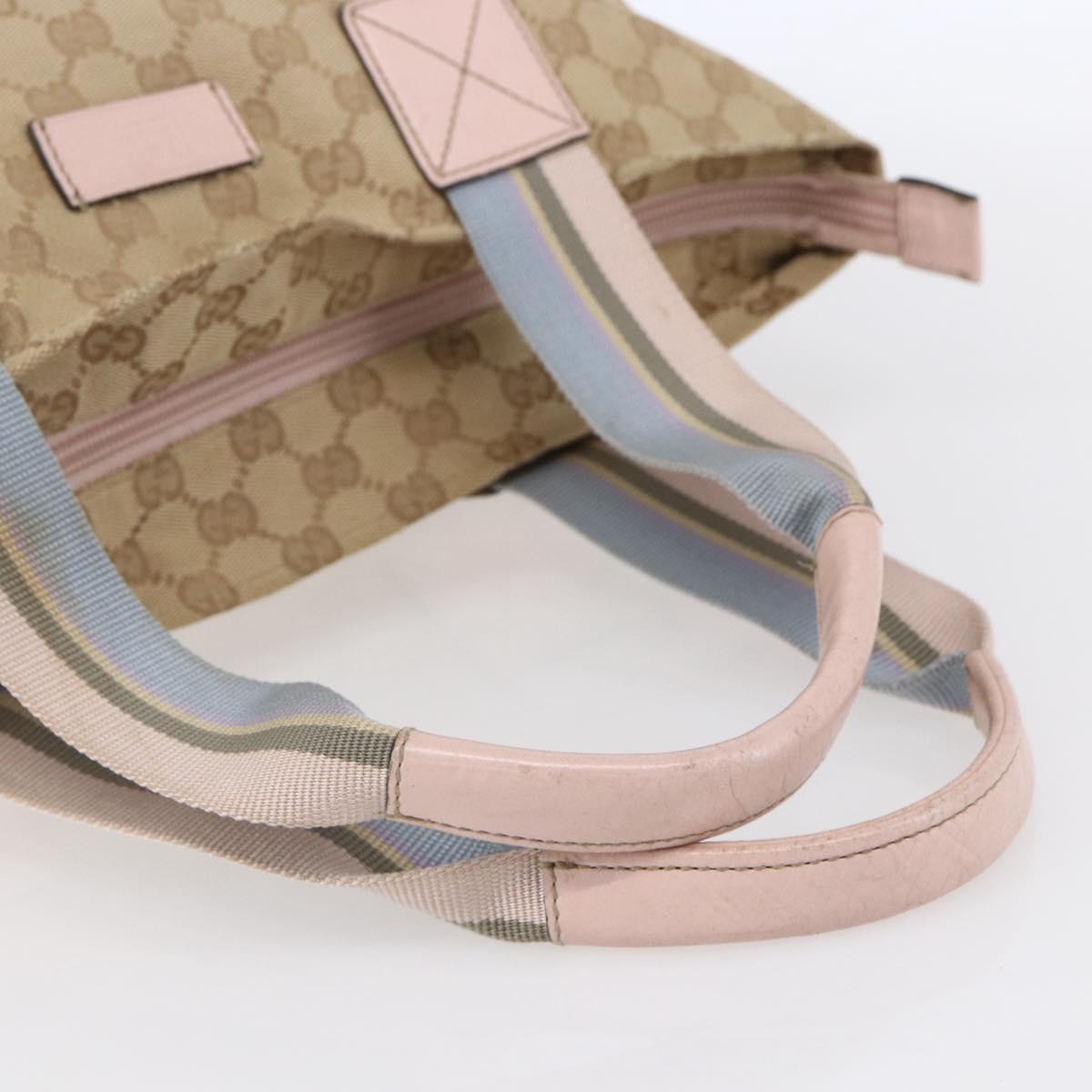 GUCCI GG Canvas Sherry Line Tote Bag Beige Gold 131233 Auth BA7975