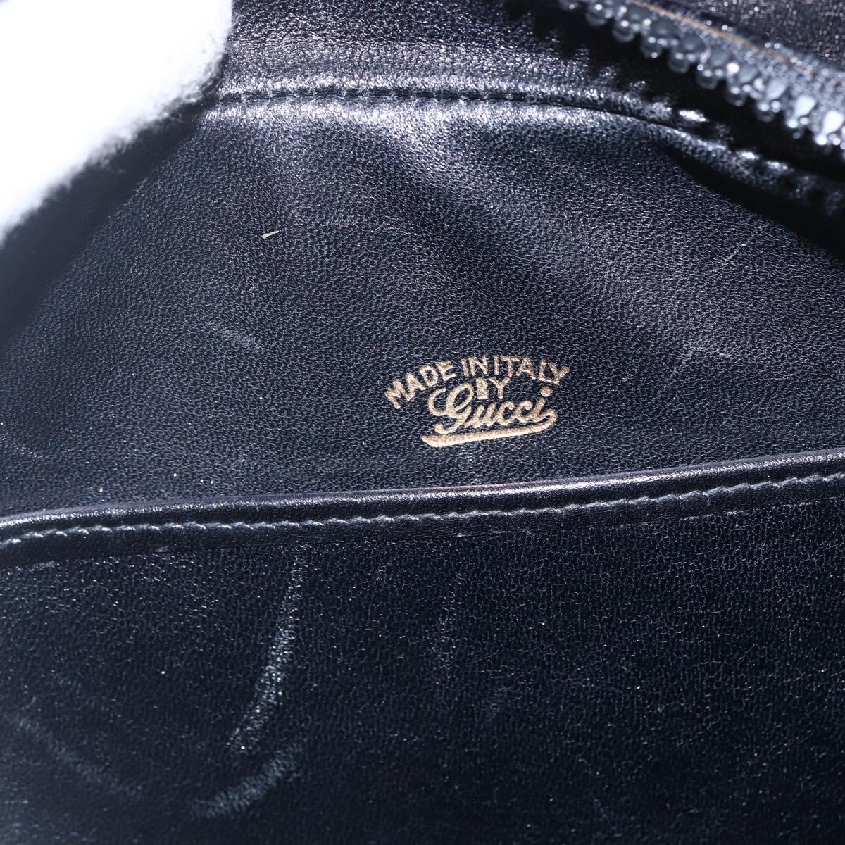 GUCCI Shoulder Bag Leather Black Gold Auth BA7977