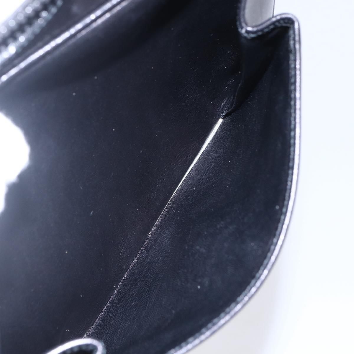 GUCCI Shoulder Bag Leather Black Gold Auth BA7977