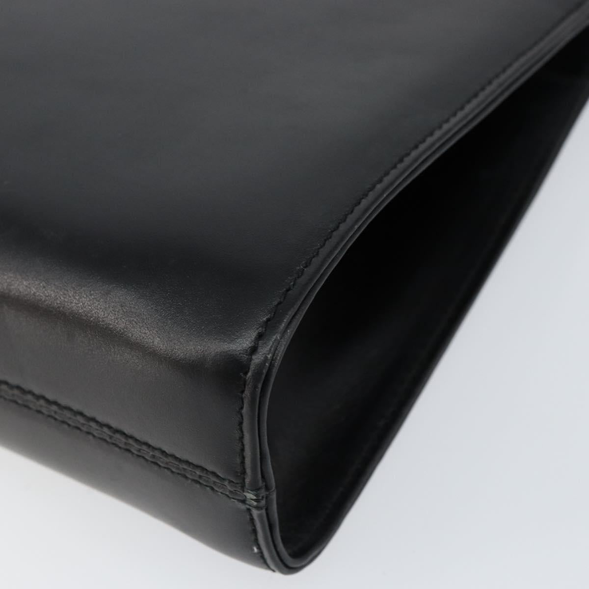 Salvatore Ferragamo Gancini Chain Shoulder Bag Leather Black Gold Auth BA7978