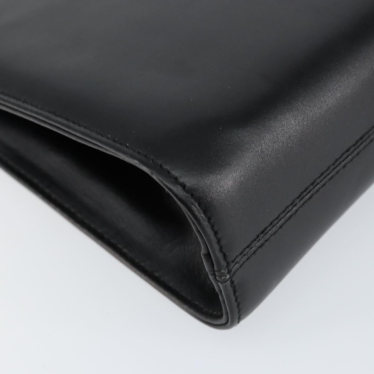 Salvatore Ferragamo Gancini Chain Shoulder Bag Leather Black Gold Auth BA7978