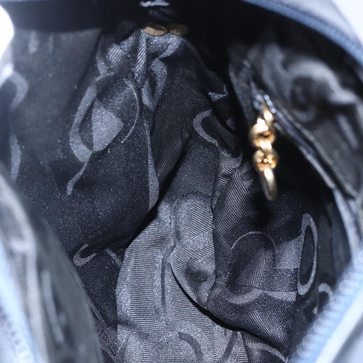 Salvatore Ferragamo Vala Shoulder Bag Leather Navy Gold Auth BA7981