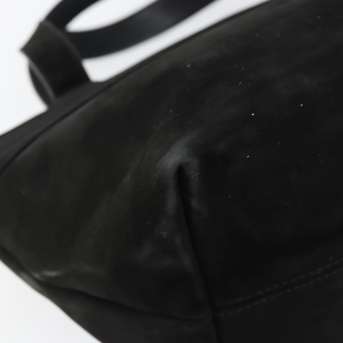 Salvatore Ferragamo Vala Hand Bag Suede Black Gold Auth BA7982