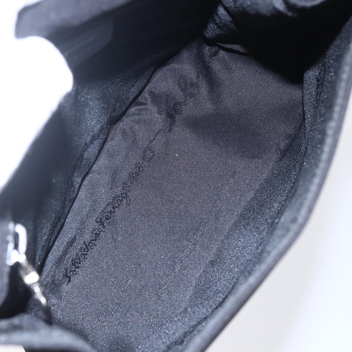 Salvatore Ferragamo Vala Shoulder Bag Canvas Black Silver Auth BA7986