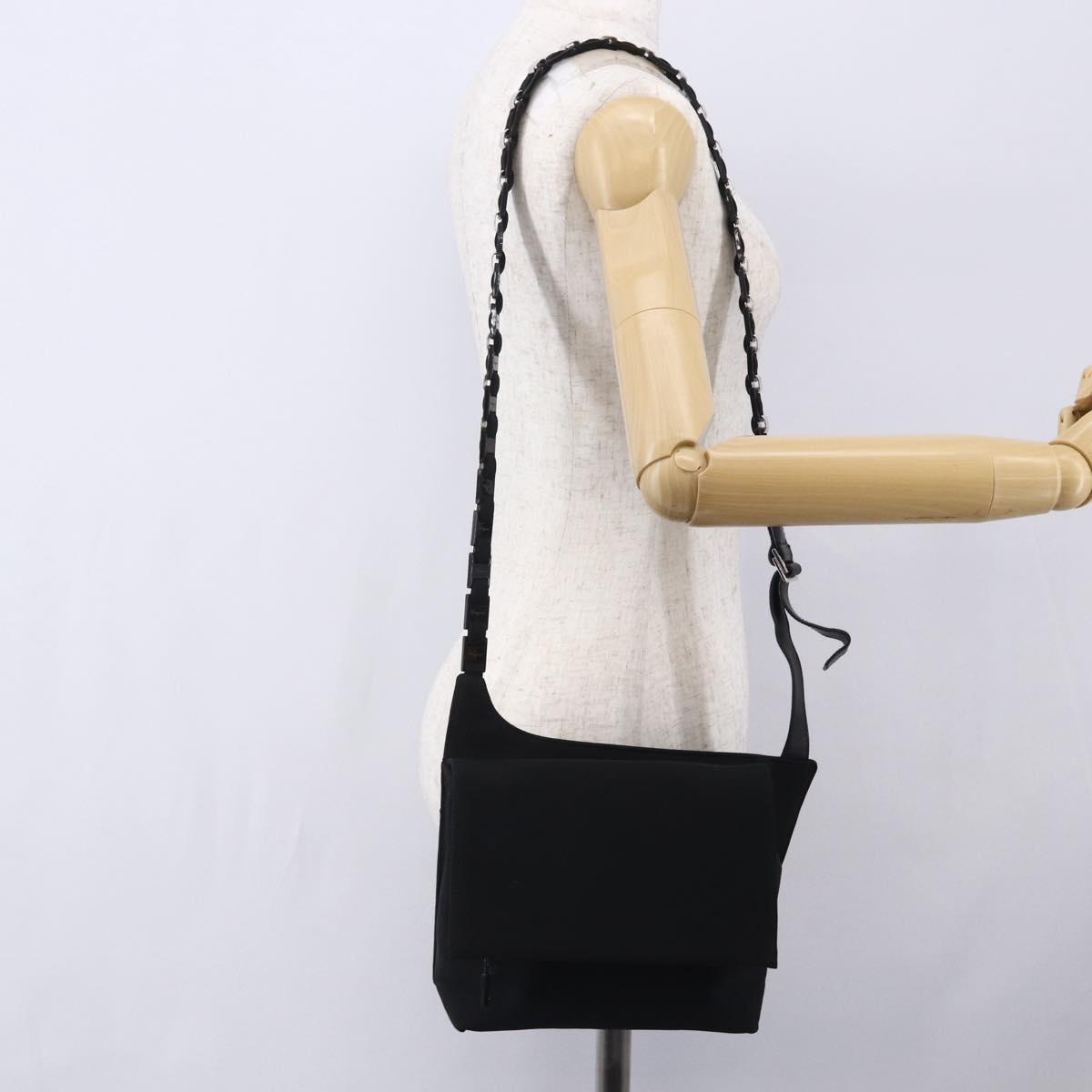 Salvatore Ferragamo Vala Shoulder Bag Canvas Black Silver Auth BA7986