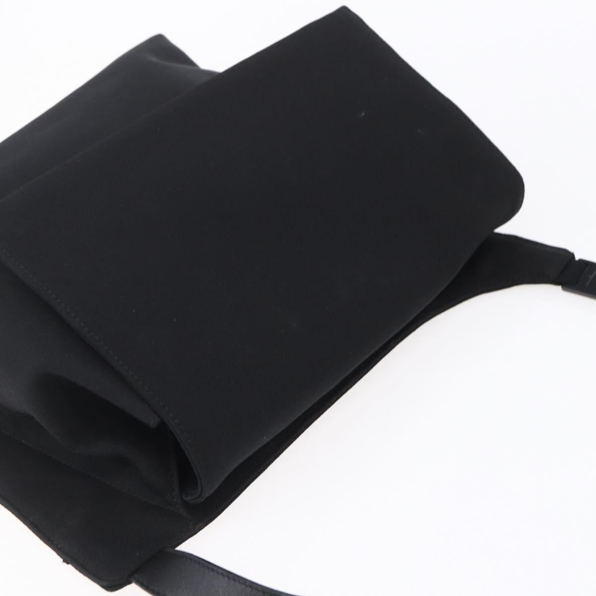 Salvatore Ferragamo Vala Shoulder Bag Canvas Black Silver Auth BA7986