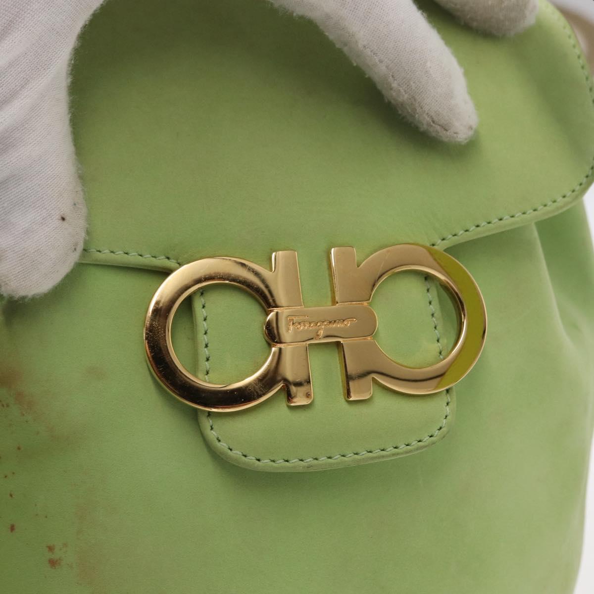 Salvatore Ferragamo Backpack Suede Green Gold Auth BA7987