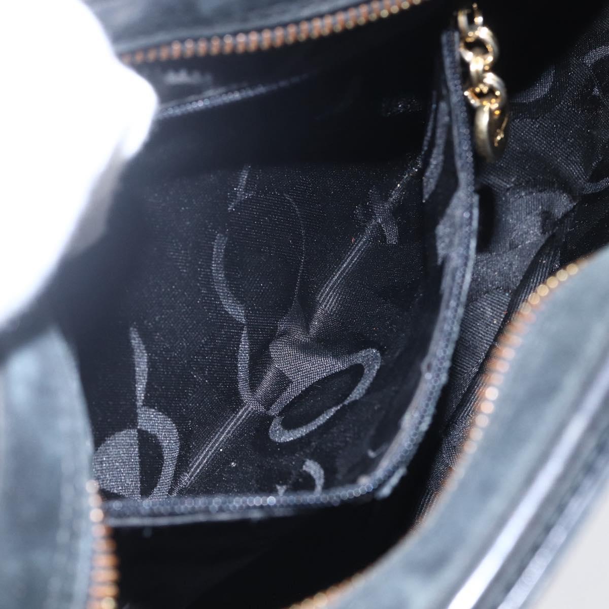 Salvatore Ferragamo Gancini Shoulder Bag Suede Black Gold Auth BA7988