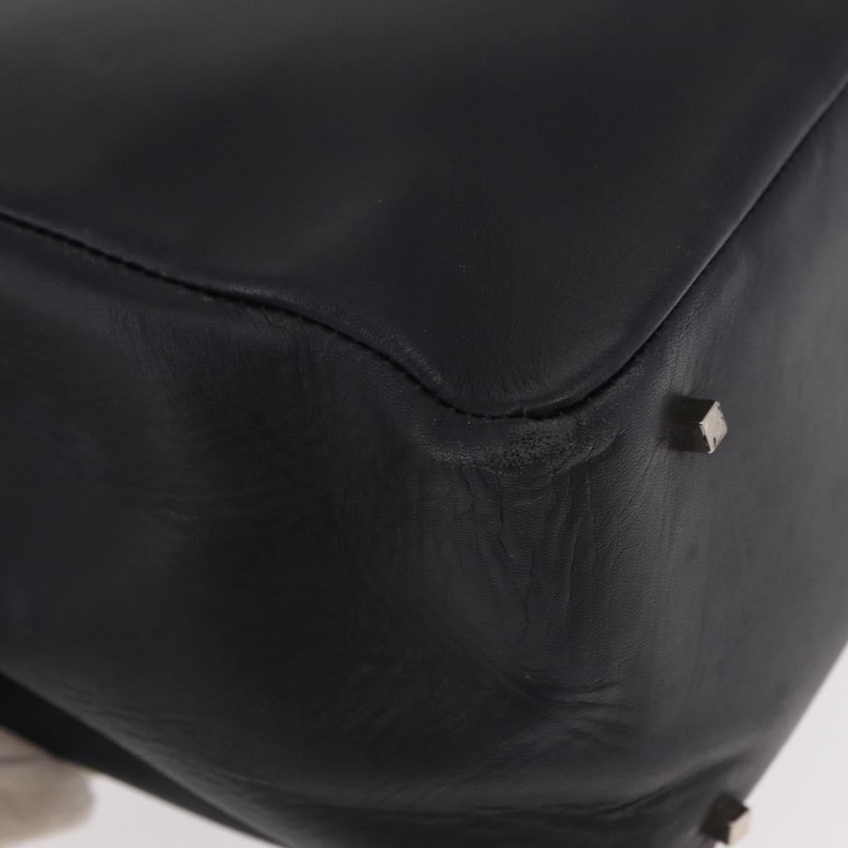 Salvatore Ferragamo Gancini Tote Bag Leather Navy Silver Auth BA7990