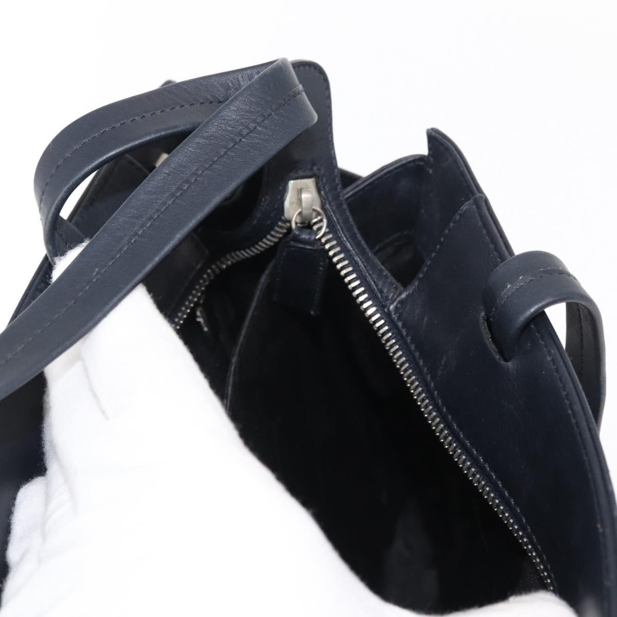 Salvatore Ferragamo Gancini Tote Bag Leather Navy Silver Auth BA7990