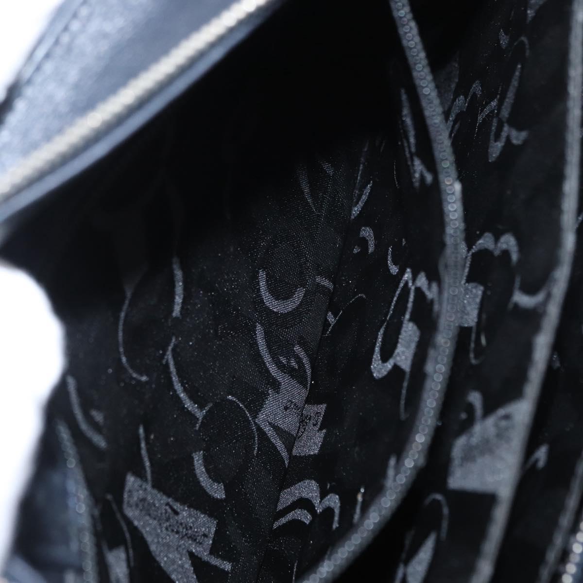 Salvatore Ferragamo Gancini Tote Bag Leather Navy Silver Auth BA7990