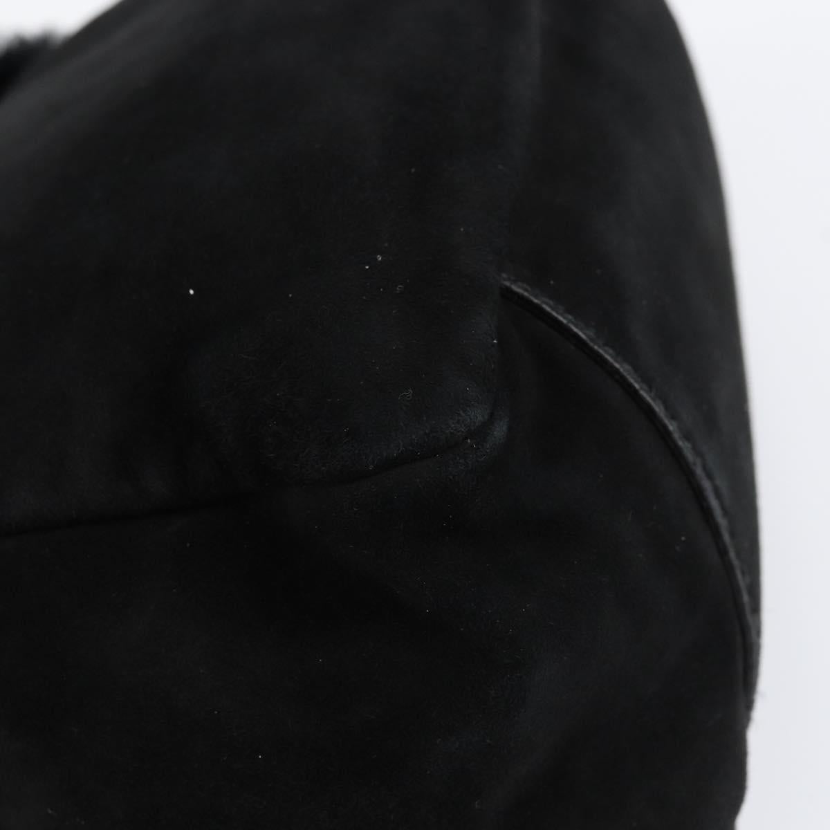 Salvatore Ferragamo Vala Hand Bag Suede Black Gold Auth BA7991