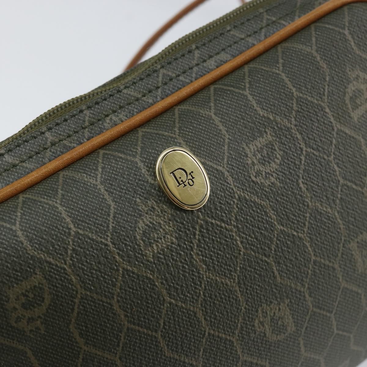 Christian Dior Honeycomb Canvas Shoulder Bag PVC Gold Khaki Auth BA7993