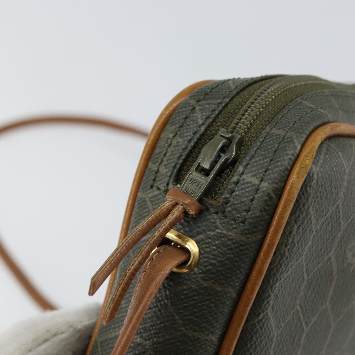 Christian Dior Honeycomb Canvas Shoulder Bag PVC Gold Khaki Auth BA7993