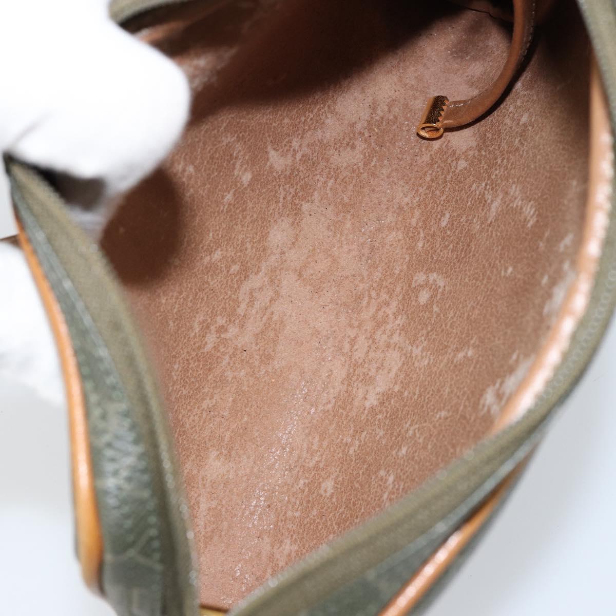 Christian Dior Honeycomb Canvas Shoulder Bag PVC Gold Khaki Auth BA7993