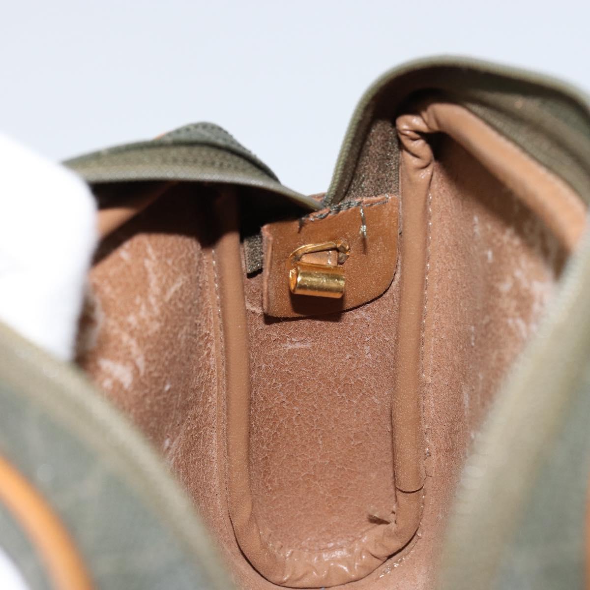 Christian Dior Honeycomb Canvas Shoulder Bag PVC Gold Khaki Auth BA7993